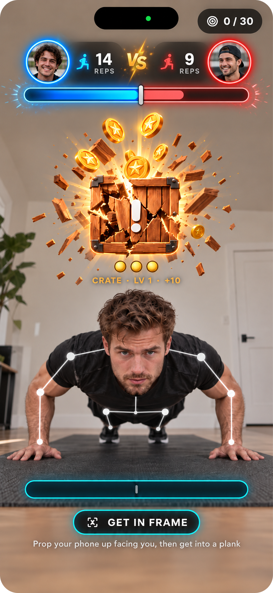 Pushcraft multiplayer push-up battle with block-smashing rewards